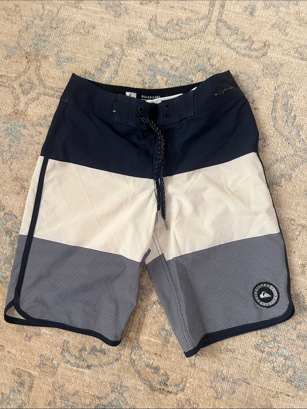 Quiksilver Navy & White Colorblock Boardshorts